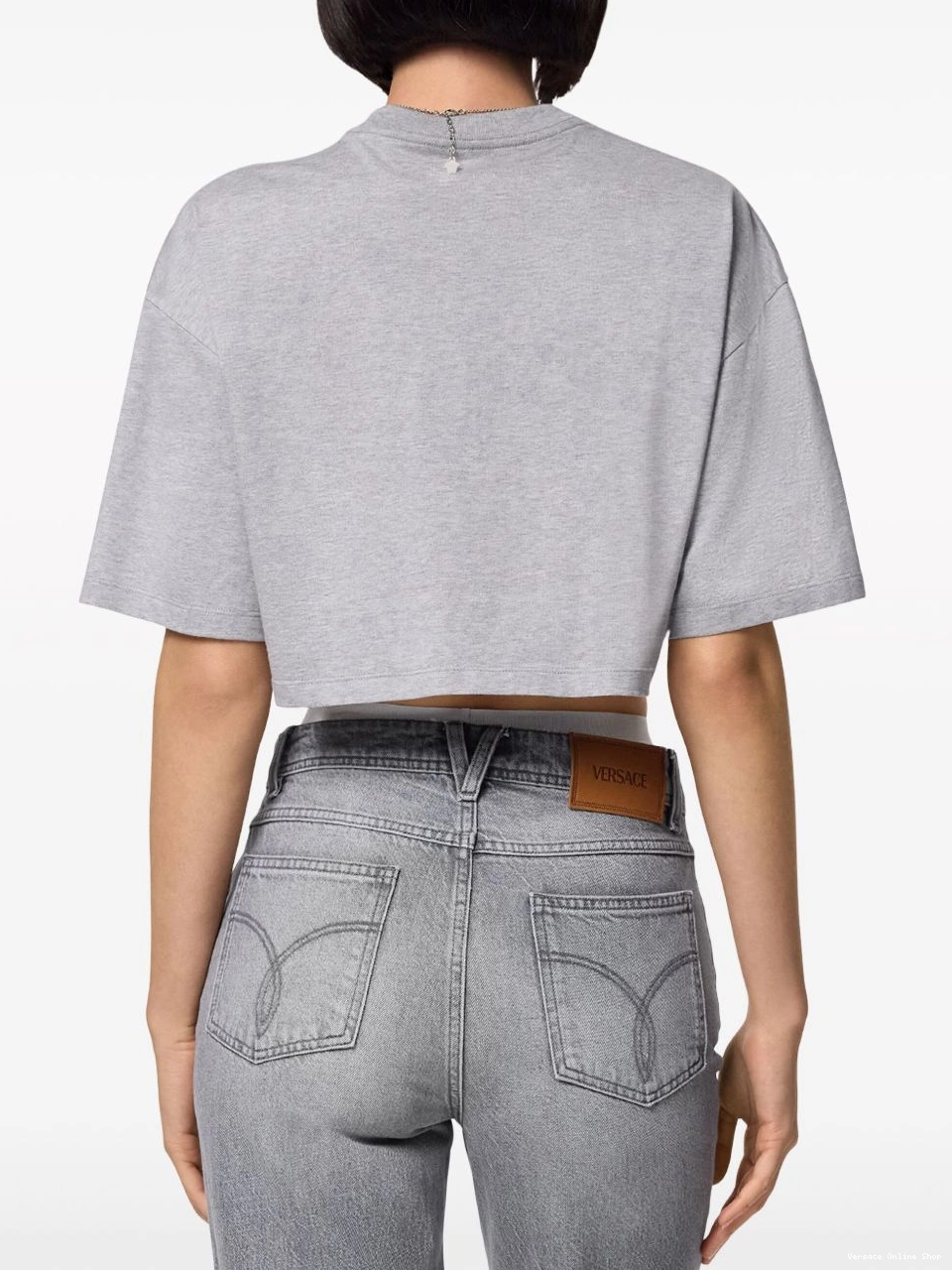Affordable Medusa Versace Women Crystal cropped T-shirt 0503